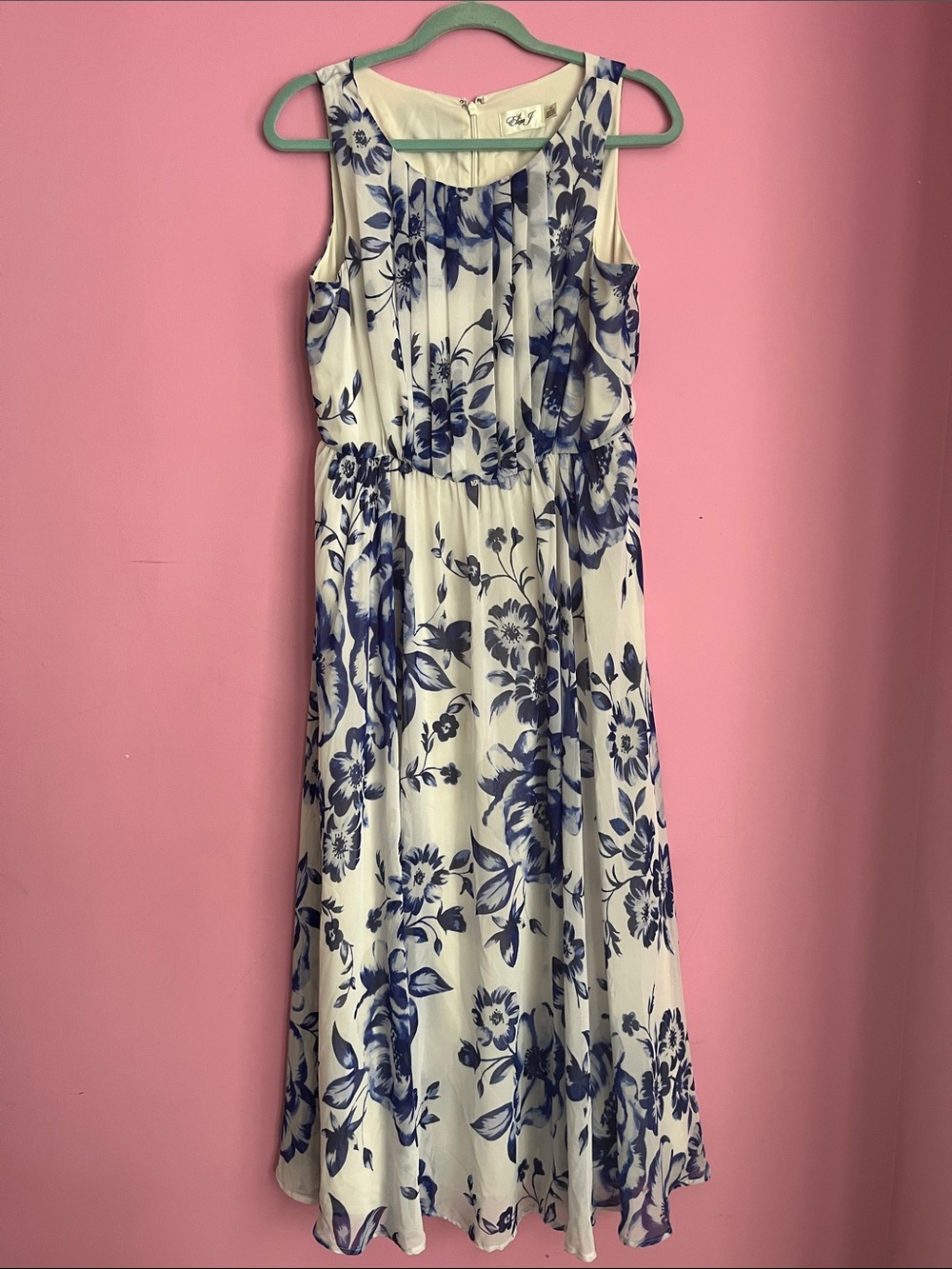 Eliza J White Maxi Dress with Navy Floral Print